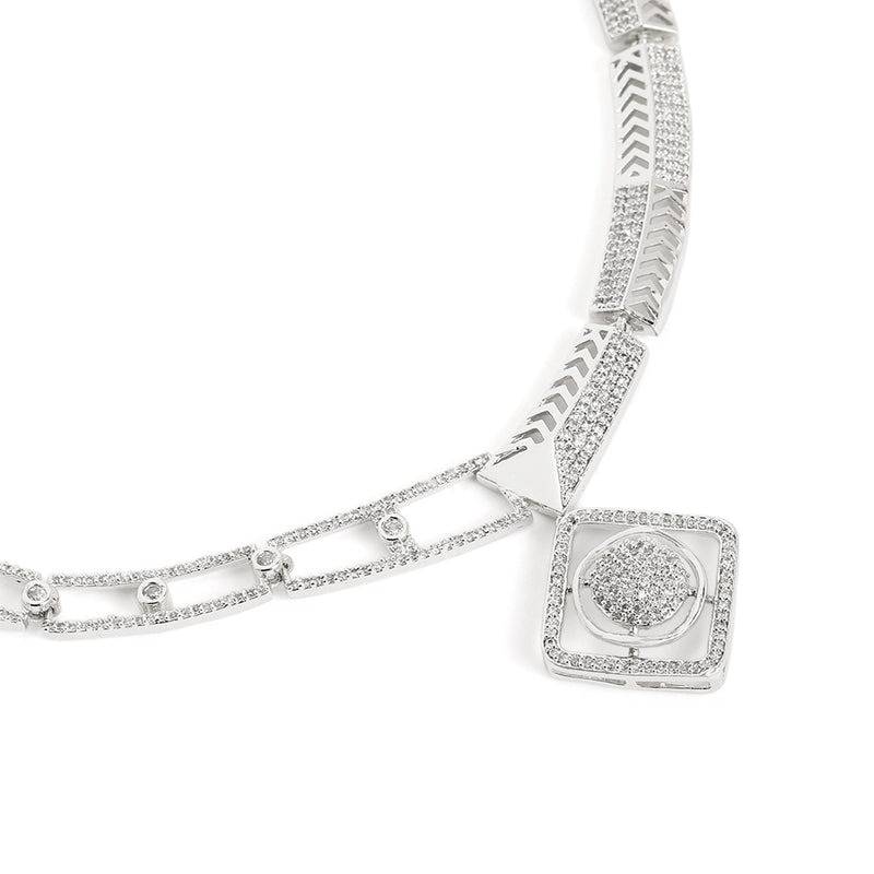 Glam Cz Necklace Set|Square Halo Shape|Celebration Wear : AD-895-IRWENKER