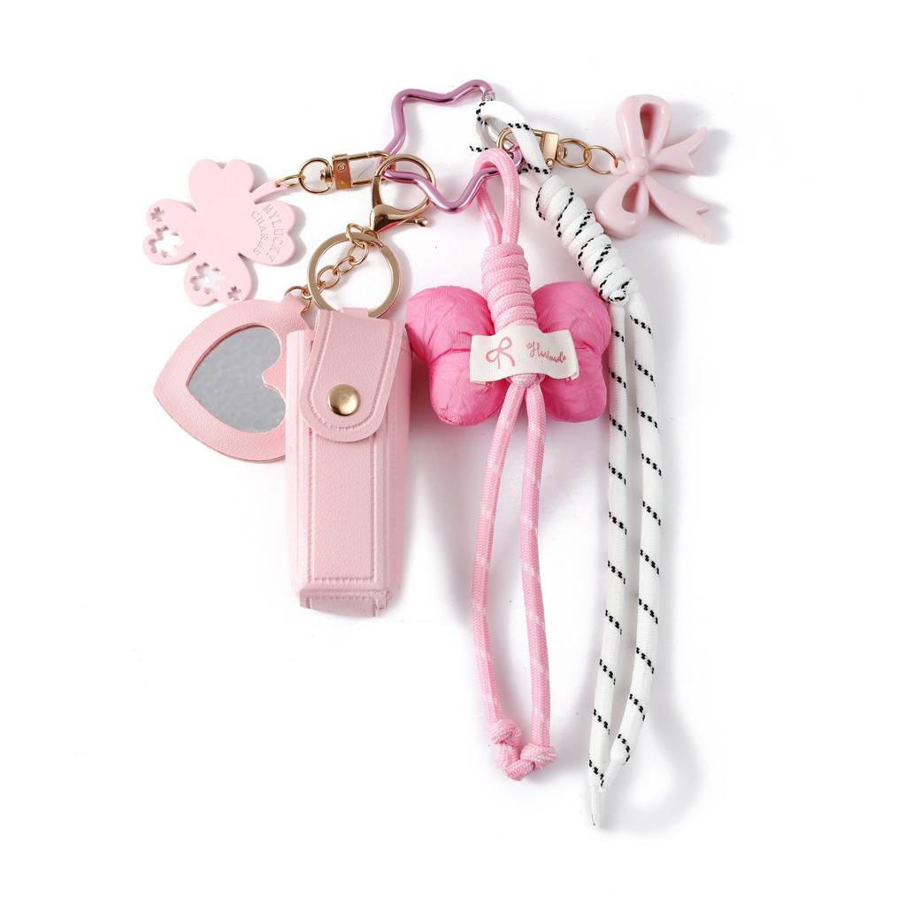Gingham Bow Lipstick Case Bag Charm : C-BG-0088-PK