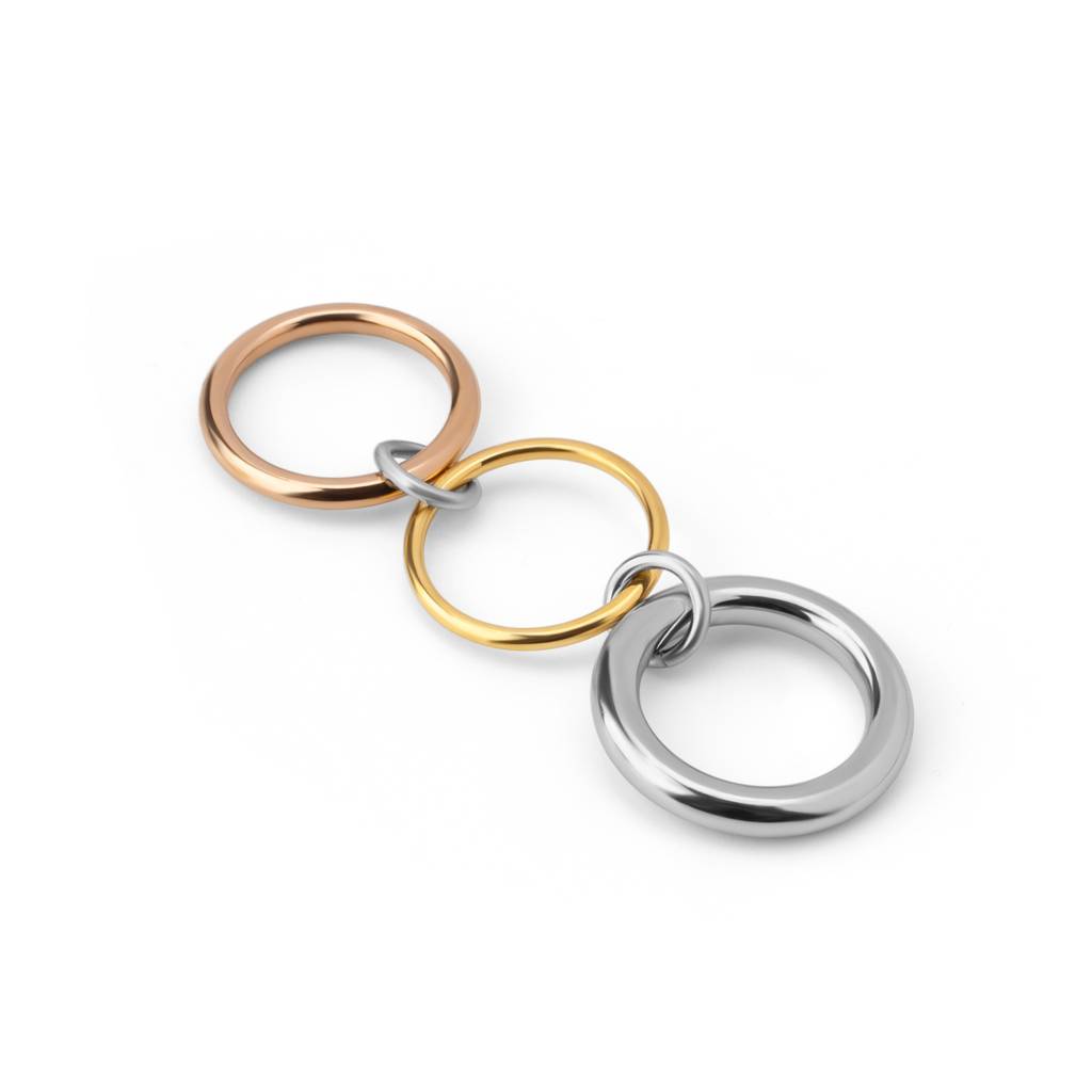 Minimal Triple Linked Ring For Women - Waterproof & Anti-Tarnish : RG0256-6