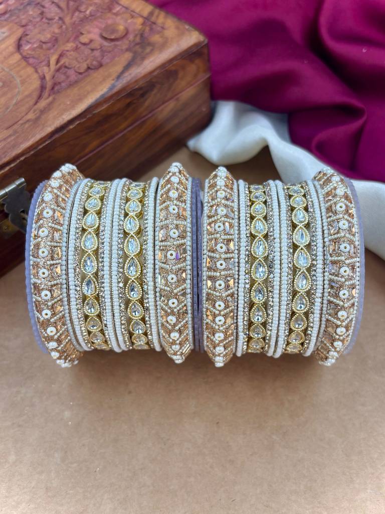 Pearl Kundan Bangles Set – Bridal Jewelry : HB-58-24
