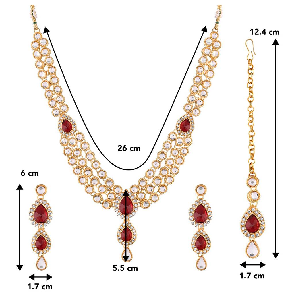 Peora Stones & Kundan Studded Traditional Necklace Jewellery Set Gift For Women : PF37N315R