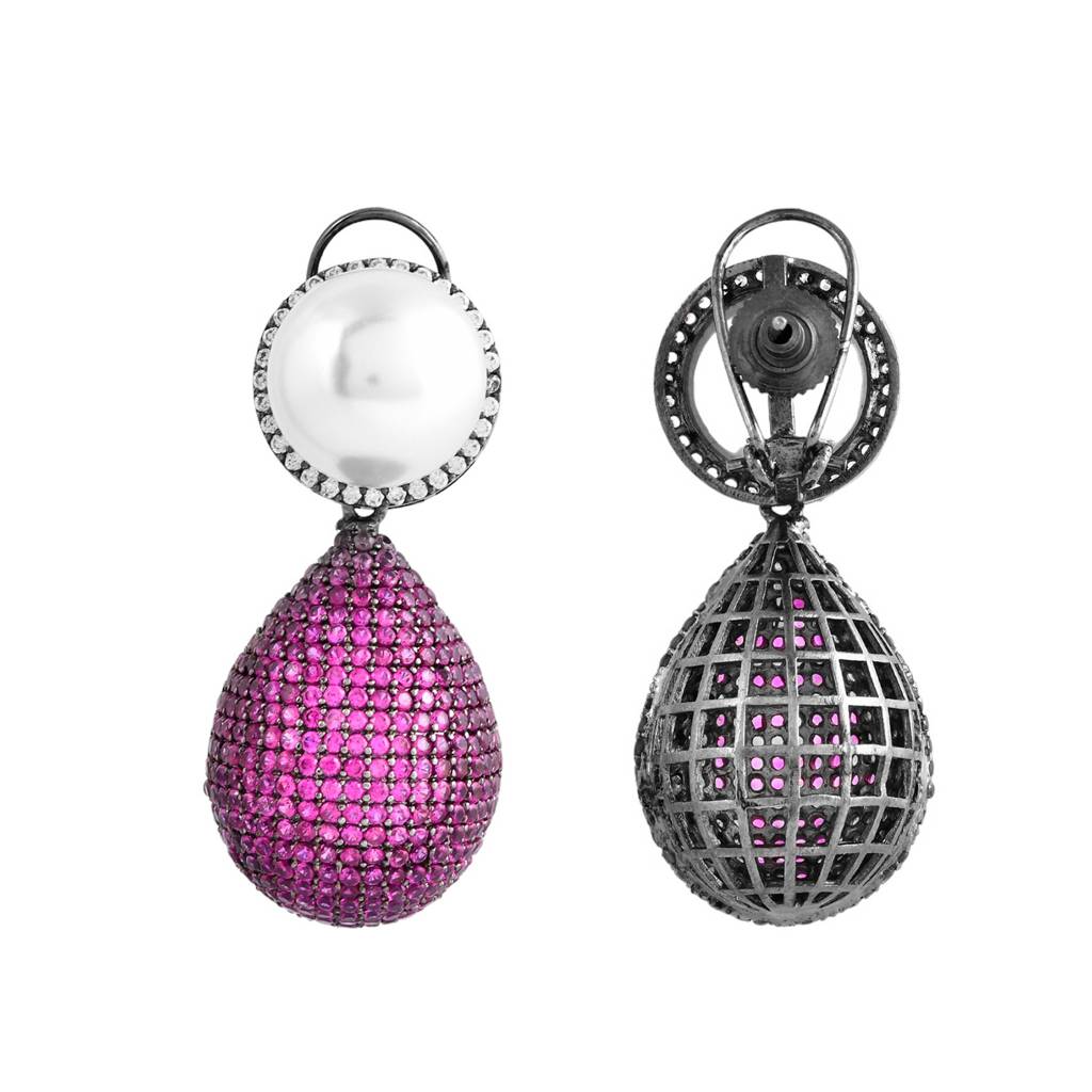 Sparkling Elegance Celestial Charms American Diamond Purple Dangler Earrings : 8905124536614