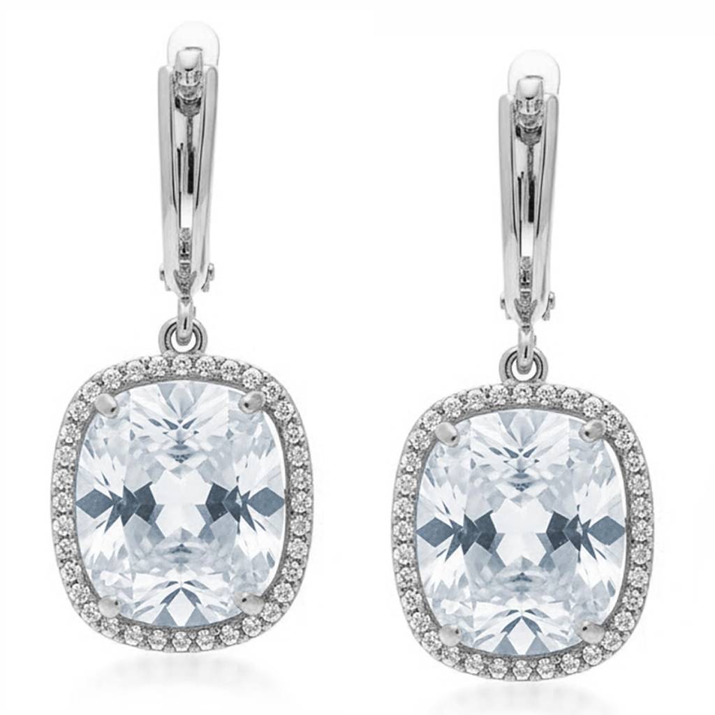 Silver Plated Cubic Zirconia & Crystal Studded Fancy Stylish Hoop & Drop Earrings Jewellery Gift For Women & Girls : PX9E3129SW