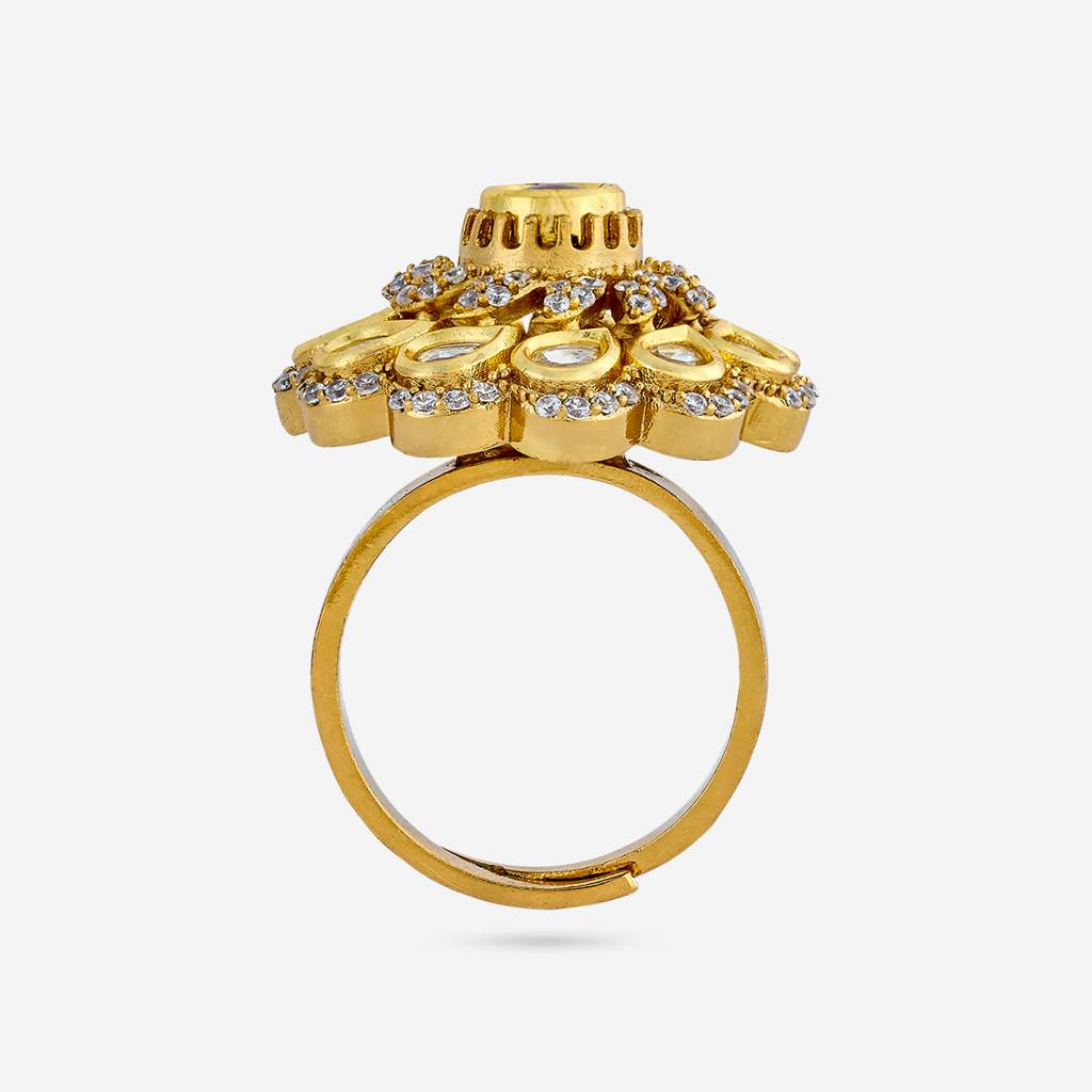 Ruby Victorian - Plated Bridesmaid Kundan Finger Ring - 447487 : 447487