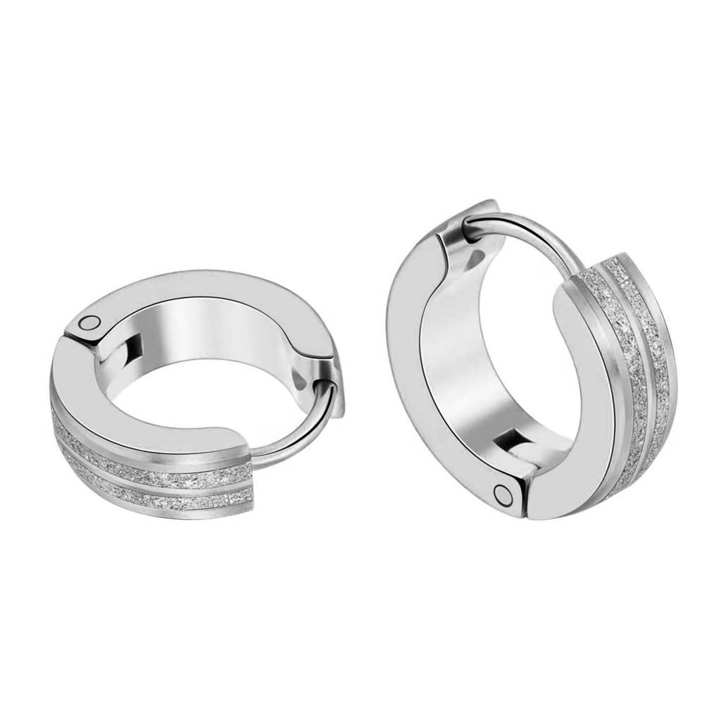 Silver Plated Stainless Steel Stylish Huggie Hoop Earrings For Men & Women (1 Pair) : PX9E66S