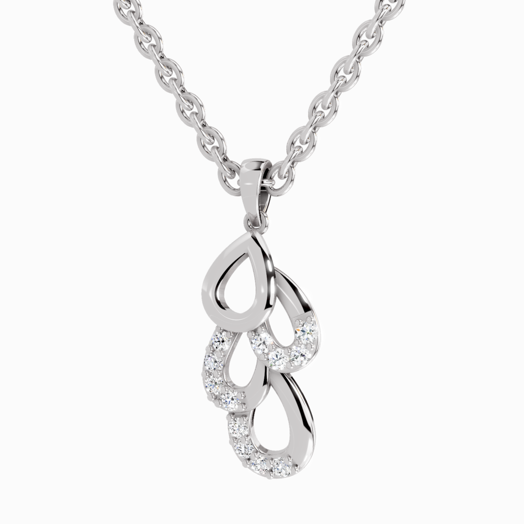 Lab Grown Diamond 0.12 Carat Drop Pendant 14K : SPP15893-PD-14KW-012CT