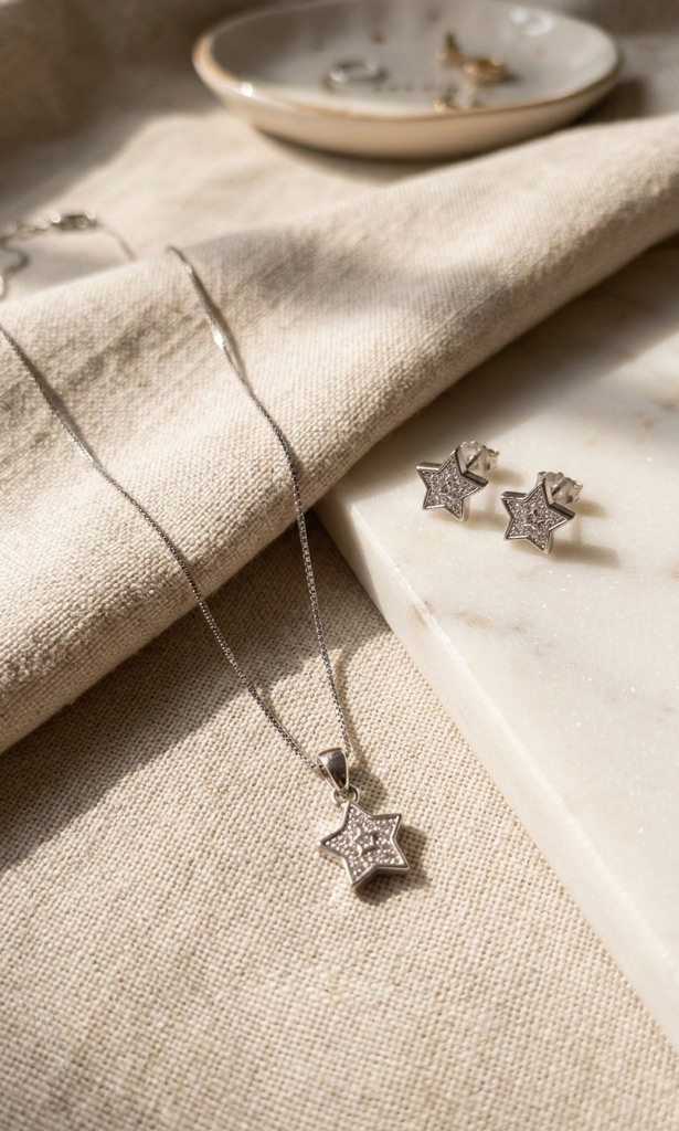 SAMIKA 925 Sterling Silver Star Diamond Studded Jewellery Set · Eternz