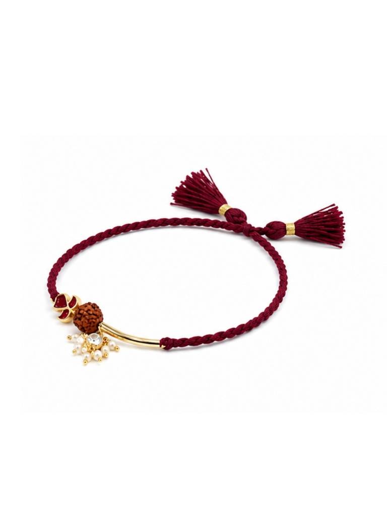 Rudraksha Floral Lumba Rakhi : YI24A1011A