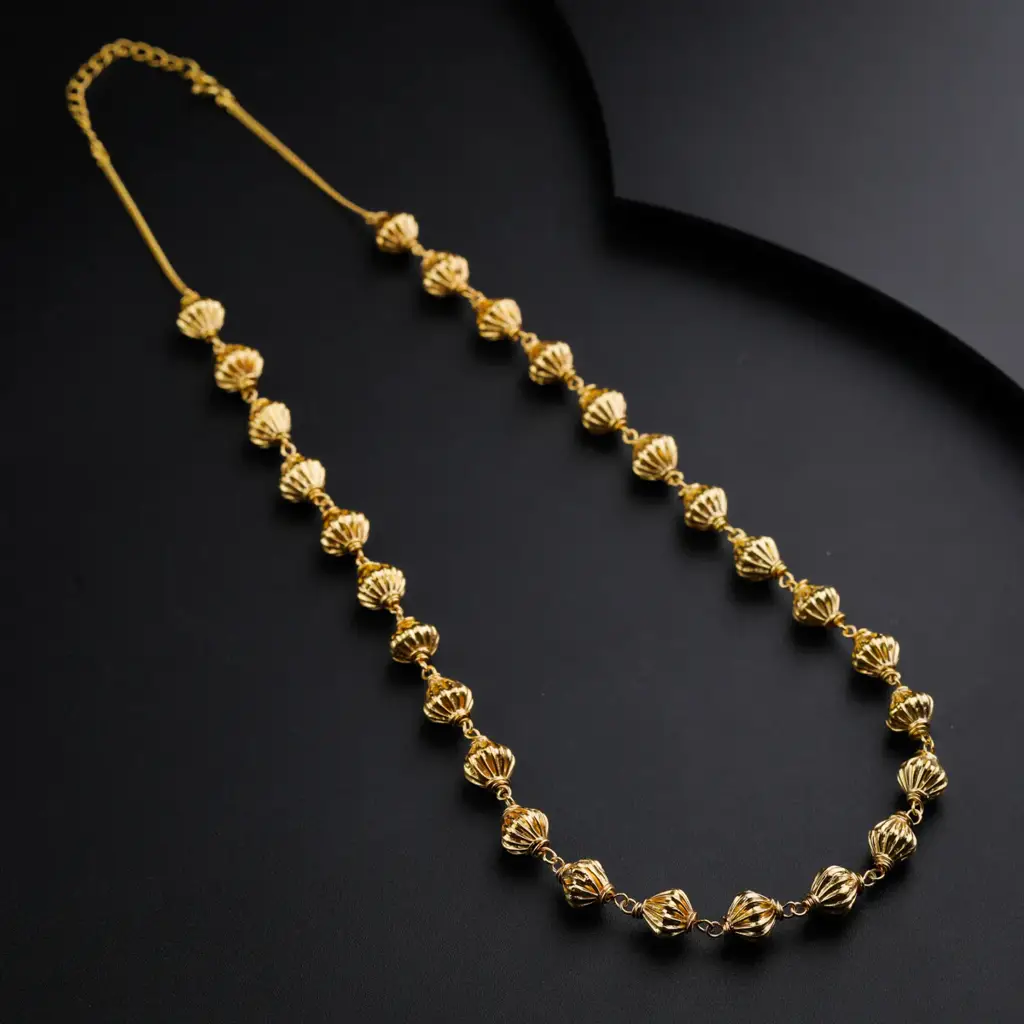 Silver Beads Necklace |  92.5 Silver | 22K Gold Plated : 84747671