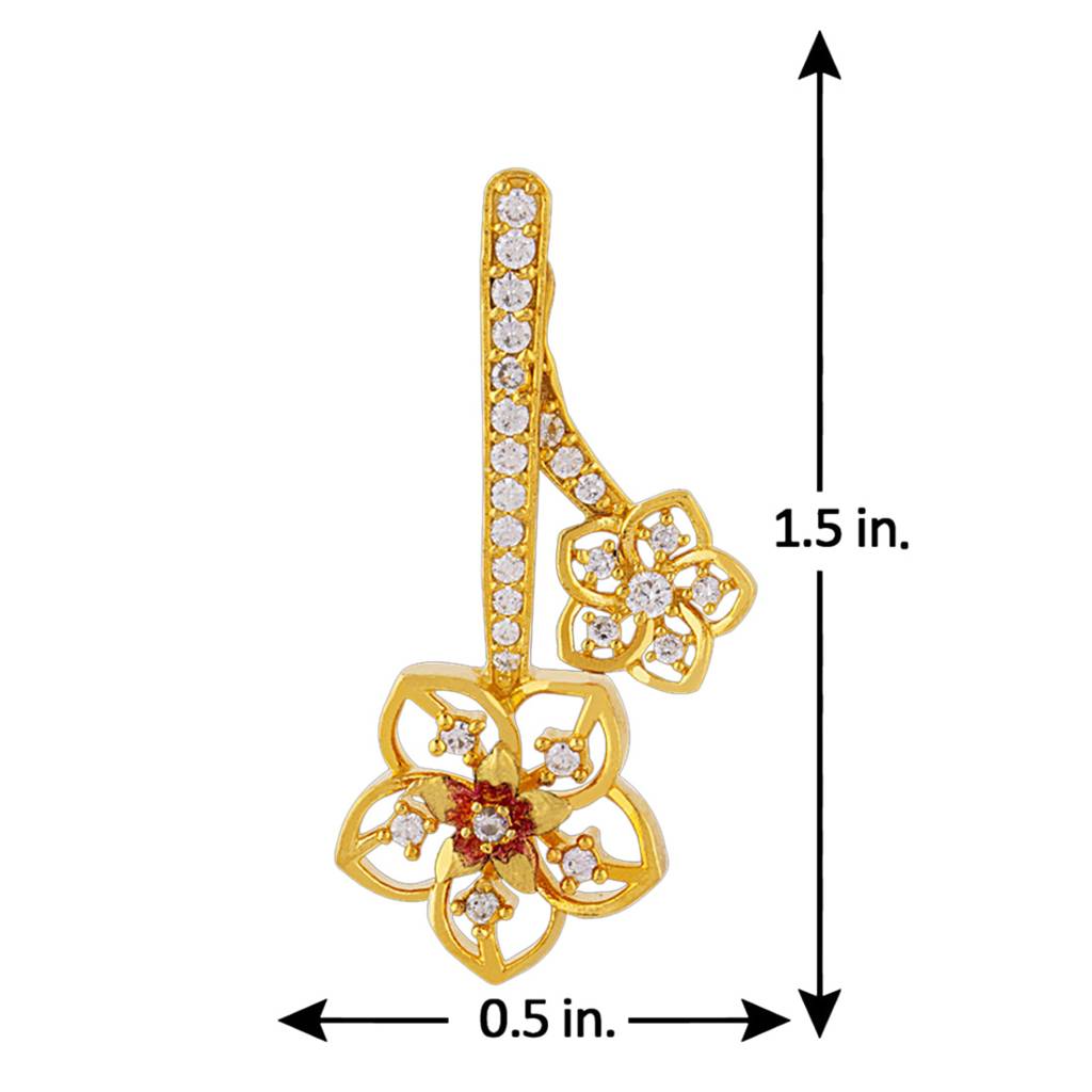 Floriana Cz Floral Drops Antique Plated Earrings : 8907617891477