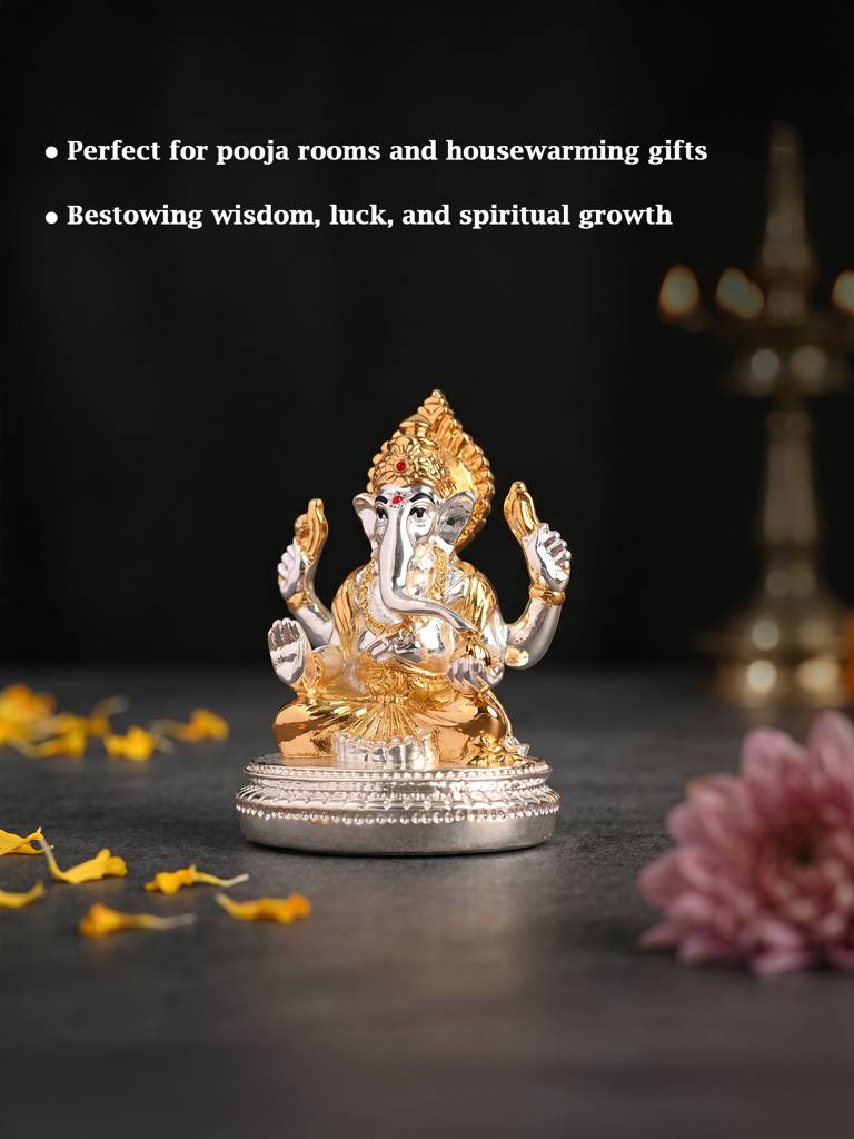 24K Gold Plated Dual Tone Ganesha Idol : HIGFT462