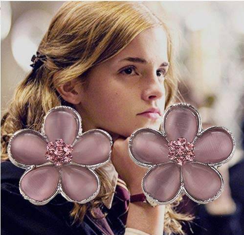 925 Silver Plated Pink Flower Stud Earrings : PX8E63
