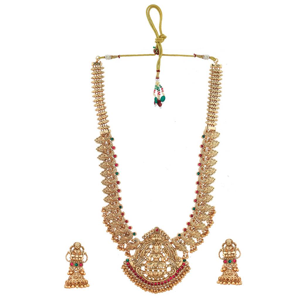 Gold Opulence Sowbhagya Temple Necklace Set : 8905124543018
