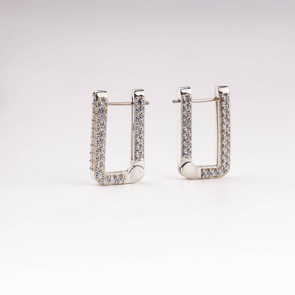 Silver U Shaped Hoops With Cz Stones : Silver_U_Shaped_Hoops_with_CZ_Stones_Oct25