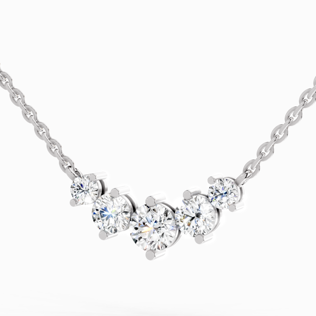 Lab Grown Diamond 1.31 Carat Round Graduated Bar Pendants14K : SPN19541-NK-14KW-131CT