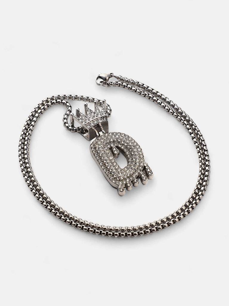 Men'S The Drip Alphabet Pendant Necklace - Metallic Silver : FANC1096-D
