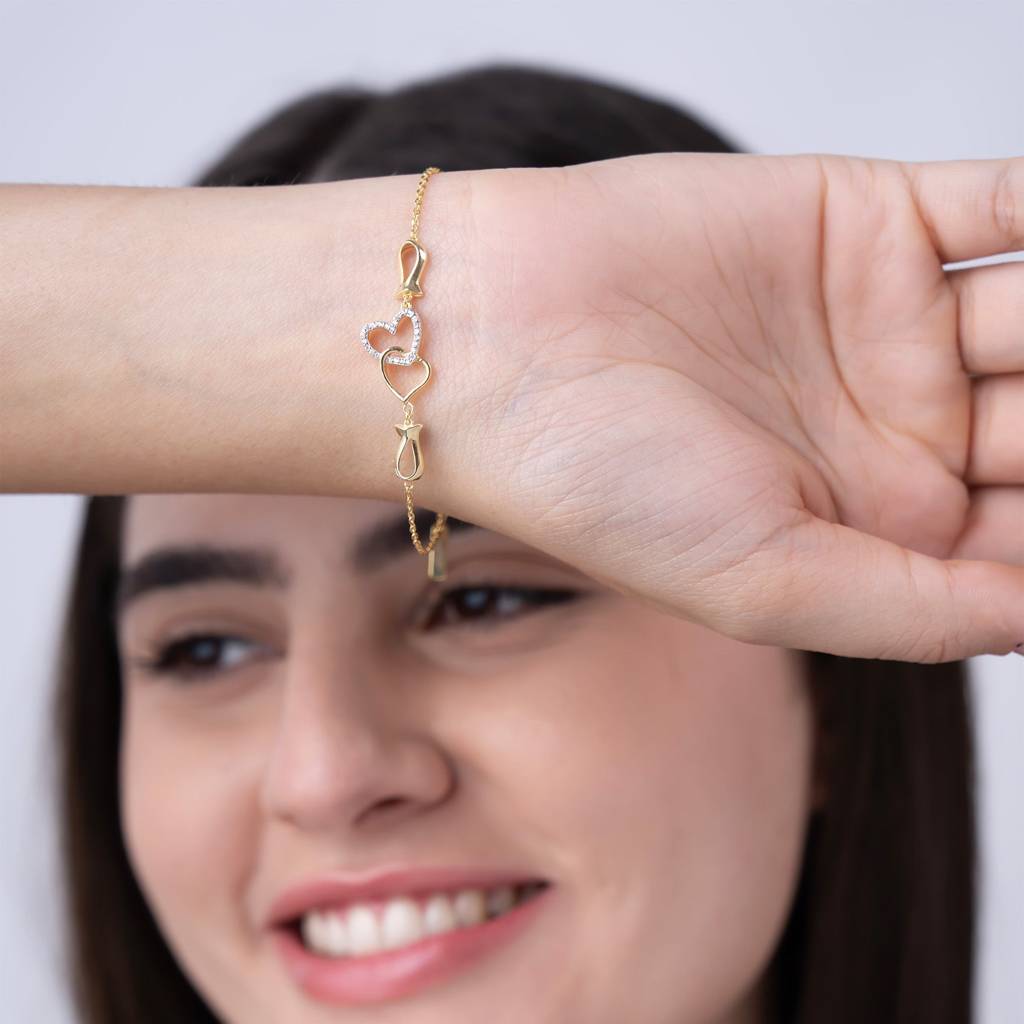 18K Gold Vermeil Interlocking Heart Tulip Bracelet : KBC0041