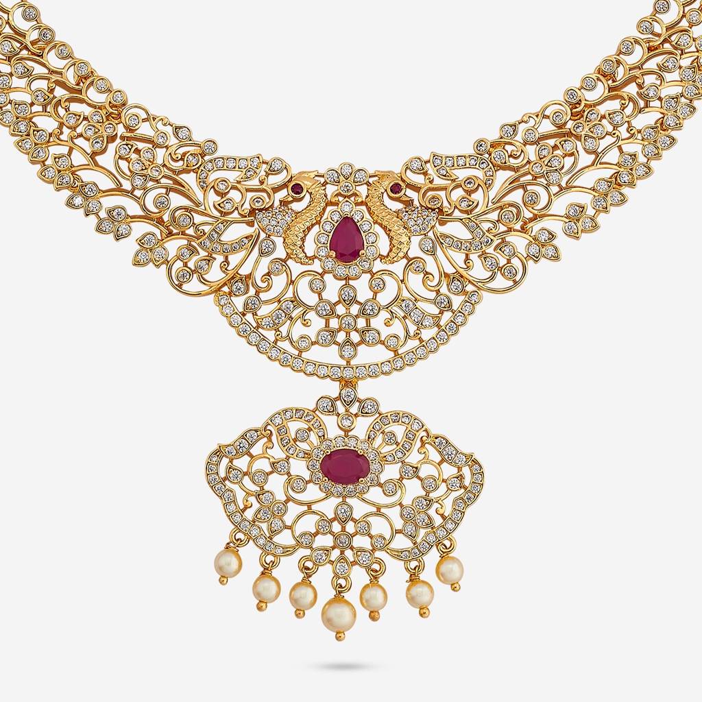 Gold Plated - Party Wear Zircon Necklace - 454970 : 454970