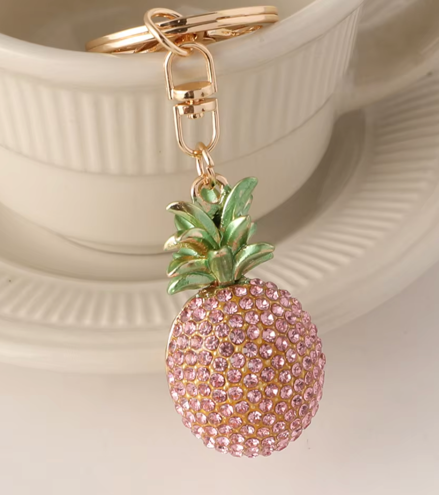 Pineapple Crystal Bag Charm : C-BG-0051-G-PK