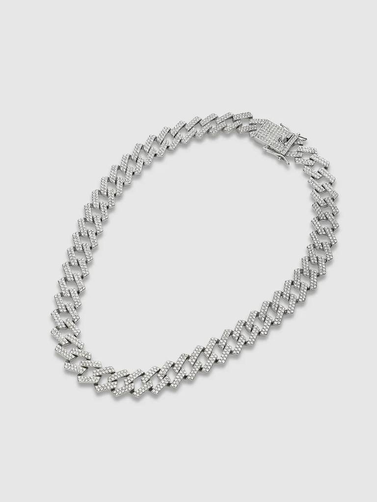 Men'S Embellished Criss-Cross Chain Necklace - Silver : FANC1080