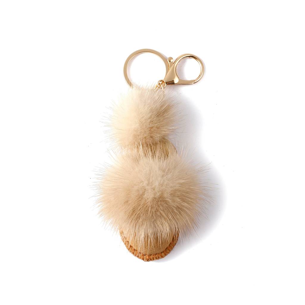 Winter Glove Pom Bag Charm : C-BG-0079-BE-BR