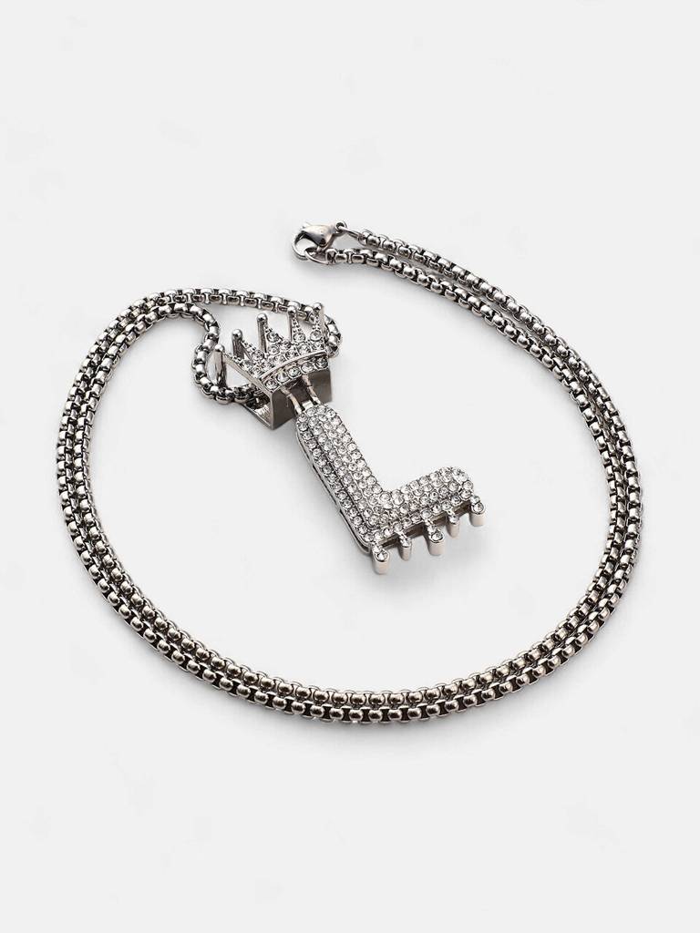 Men'S The Drip Alphabet Pendant Necklace - Metallic Silver : FANC1096-L