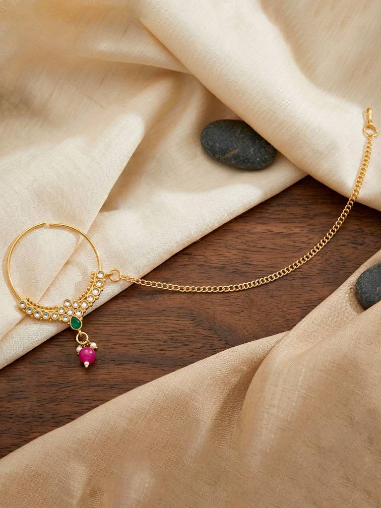 Bridal Kundan Jewellery Set With Hathphool & Nath : 2541-IZK-554-RG
