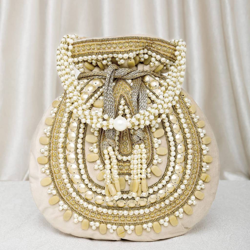 Potli Bags For Women Evening Bag Clutch Ethnic Bride Purse With Drawstring(P92Crm) : P92G