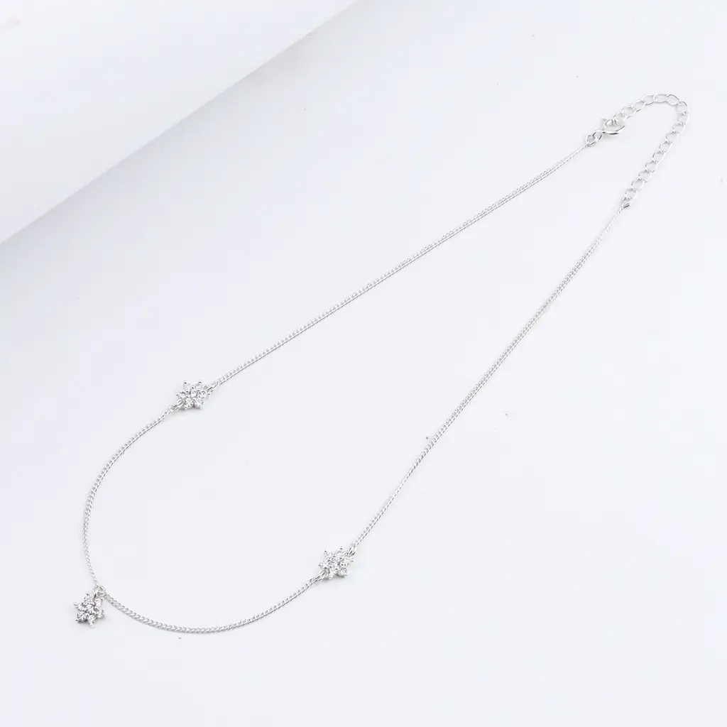 Silver Cz Flower Multi Motif Necklace ‚Äì Small : 46536087