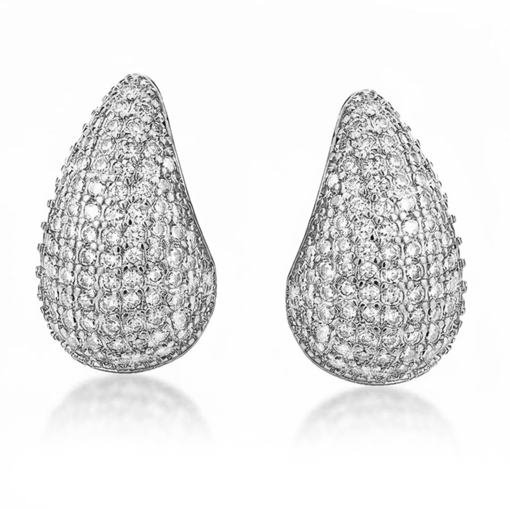 Silver Plated Cubic Zirconia Studded Fancy Stud Earrings Jewellery For Women & Girls : PX9E3096S