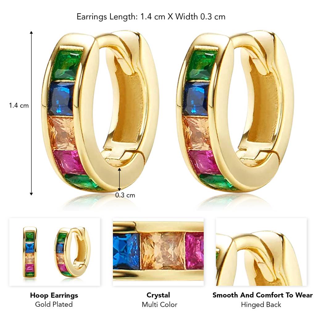 Peora Gold Plated Multi Crystal Studded Stylish Hoop Huggie Earring Jewellery For Women : PX9E73G
