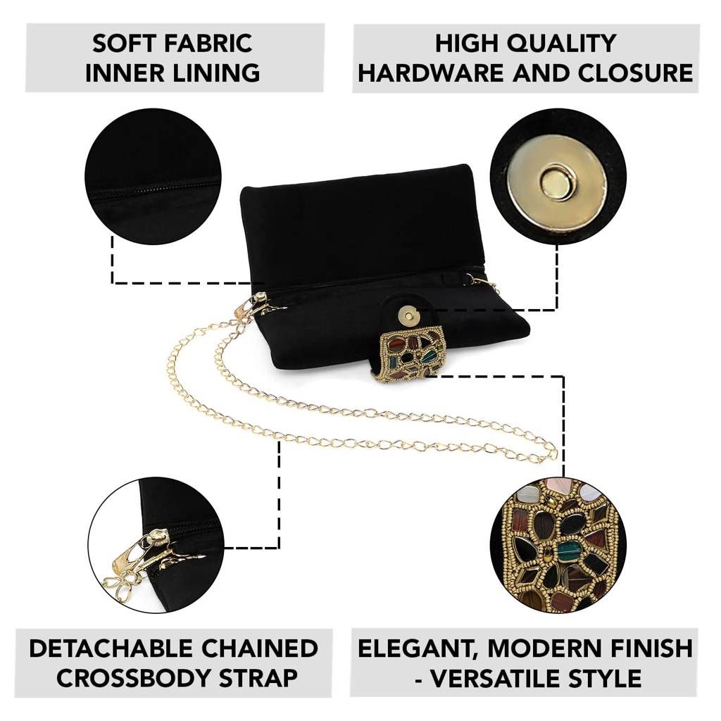 Clutch Purses For Women Handmade Evening Sling Handbag Stylish Bridal Fashion Clutch Bag For Girls (C118Bl) : C118BL