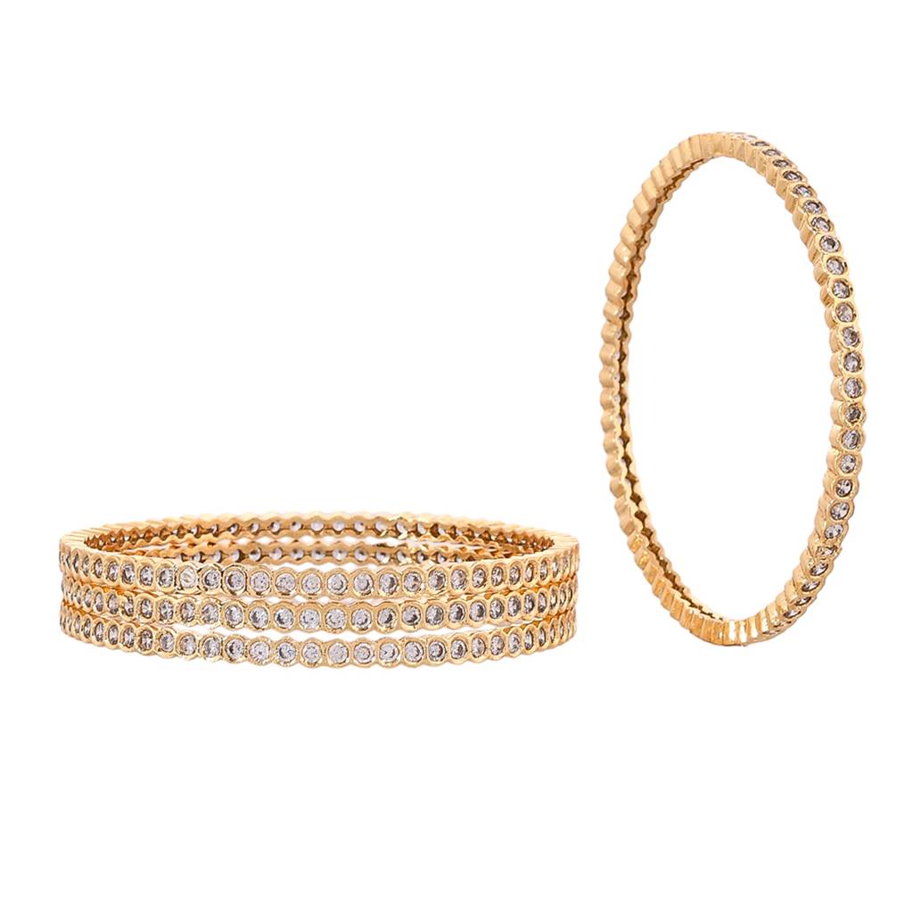 Sparkling Elegance Gold Plated Round Cut Cz Bracelets : 8905124523157