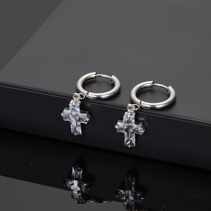 Crystal Cross Silver Earrings : ME2C0305