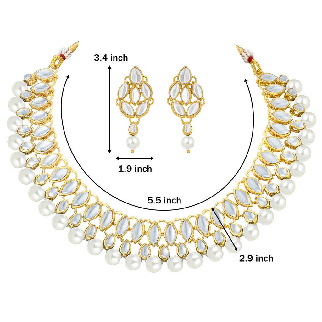 Peora Traditional Pearl Drop Kundan Necklace Jewellery Set : PF25N1010W