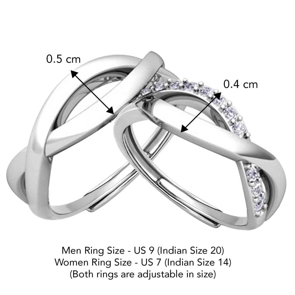 Combo Western Earrings Jewellery Gift Set For Women Girls With Silver Plated Crystal Infinity Couple Rings F : PFCCR31-PX8E128