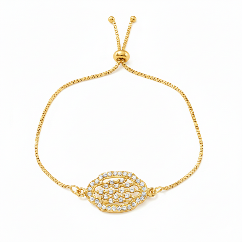 Dazzling Cz Oval Motif Slider Bracelet | Gift For Her : AD-165-IGWEBR