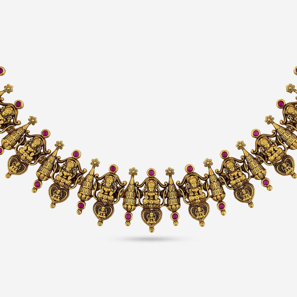 Ruby Gold Plated - Bridesmaid Antique Necklace - 462668 : 462668