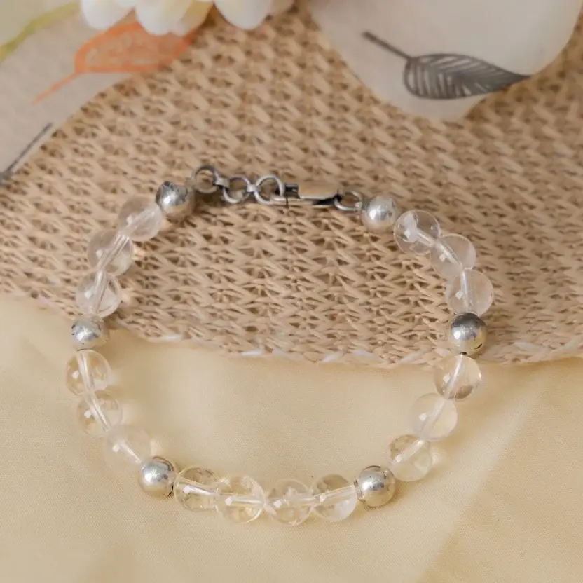 Sphatik Crystal Silver Bracelet : ZV-BRC-NAT-010