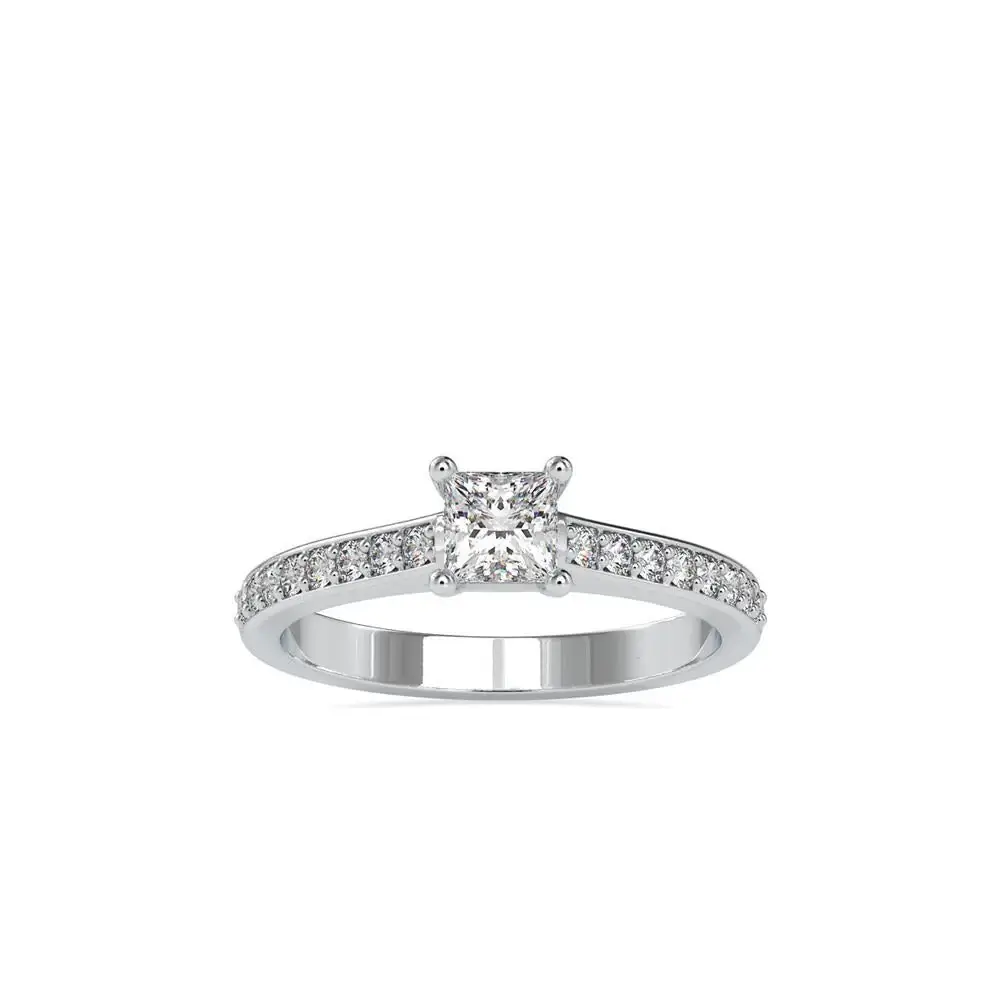 Royal Pave Princess Cut Solitaire Ring : 14kYellowZNR55F10