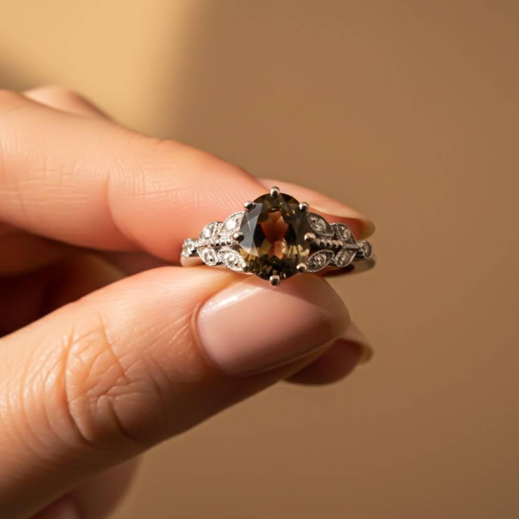 Silver Morganite Oval Halo Ring : ZLR-1198-10