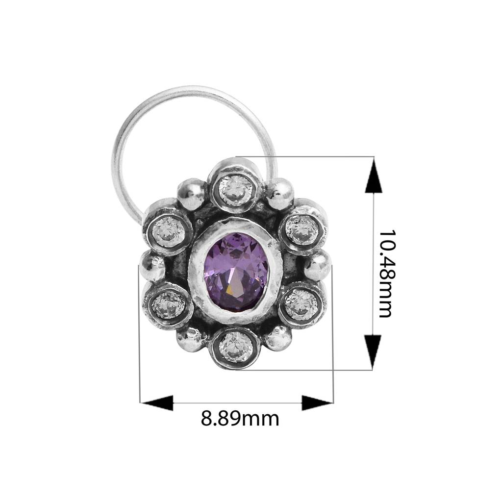 Gemstone Nose Pin 925 Sterling Silver : NP00150-2