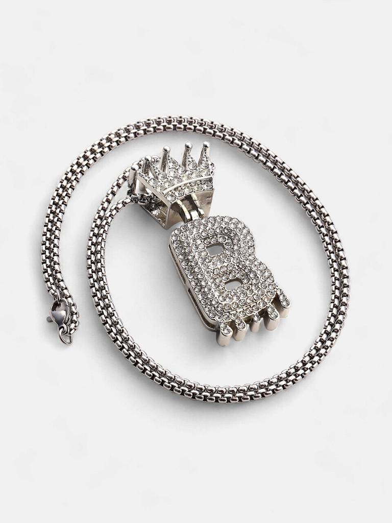 Men'S The Drip Alphabet Pendant Necklace - Metallic Silver : FANC1096-B