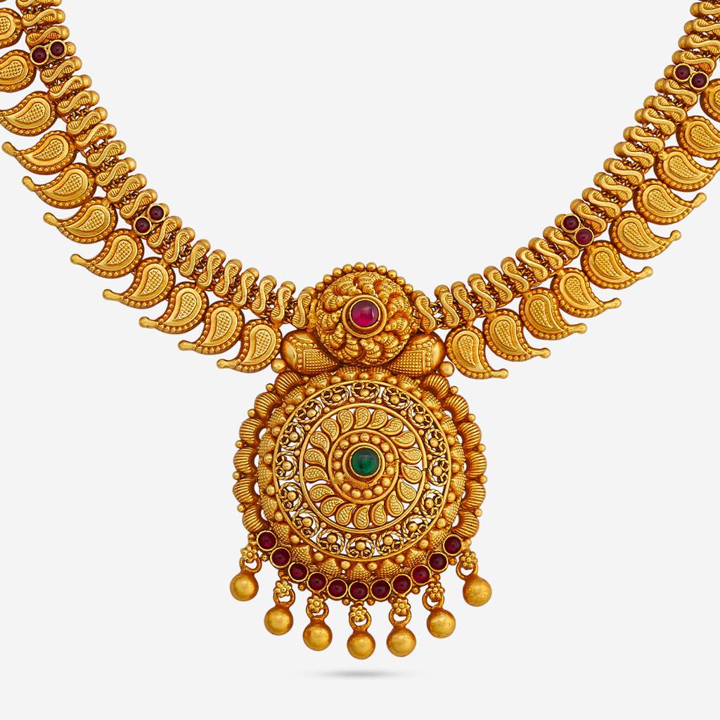 Ruby-Green Gold - Plated Bridesmaid Temple Necklace - 436434 : 436434