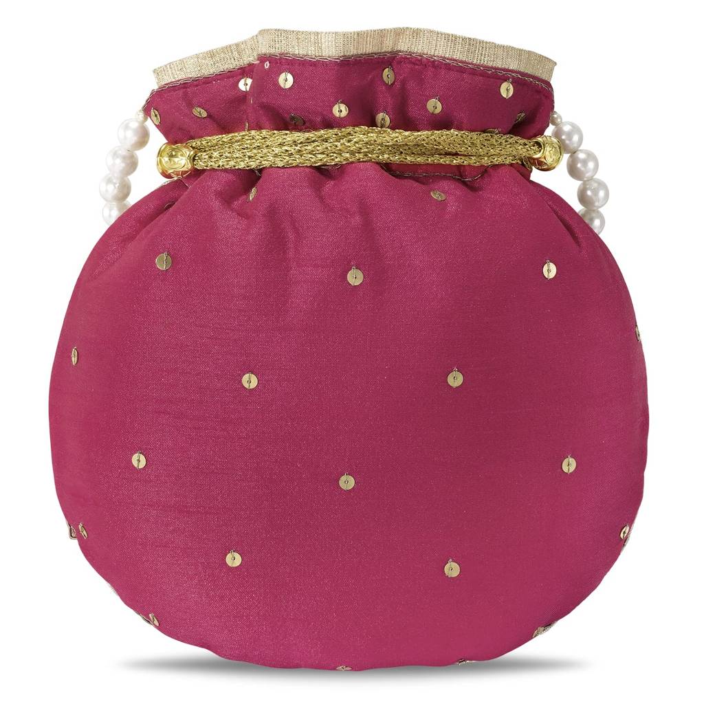 Potli Bags For Women Evening Bag Clutch Ethnic Bride Purse With Drawstring (P54Crm) : P54RP