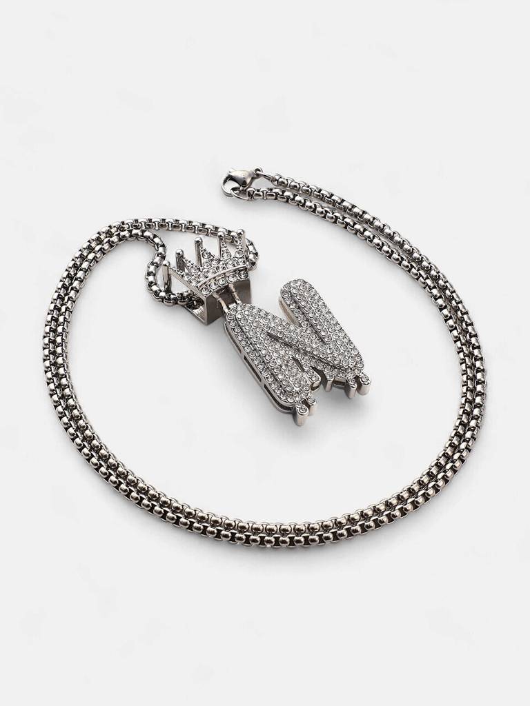 Men'S The Drip Alphabet Pendant Necklace - Metallic Silver : FANC1096-N