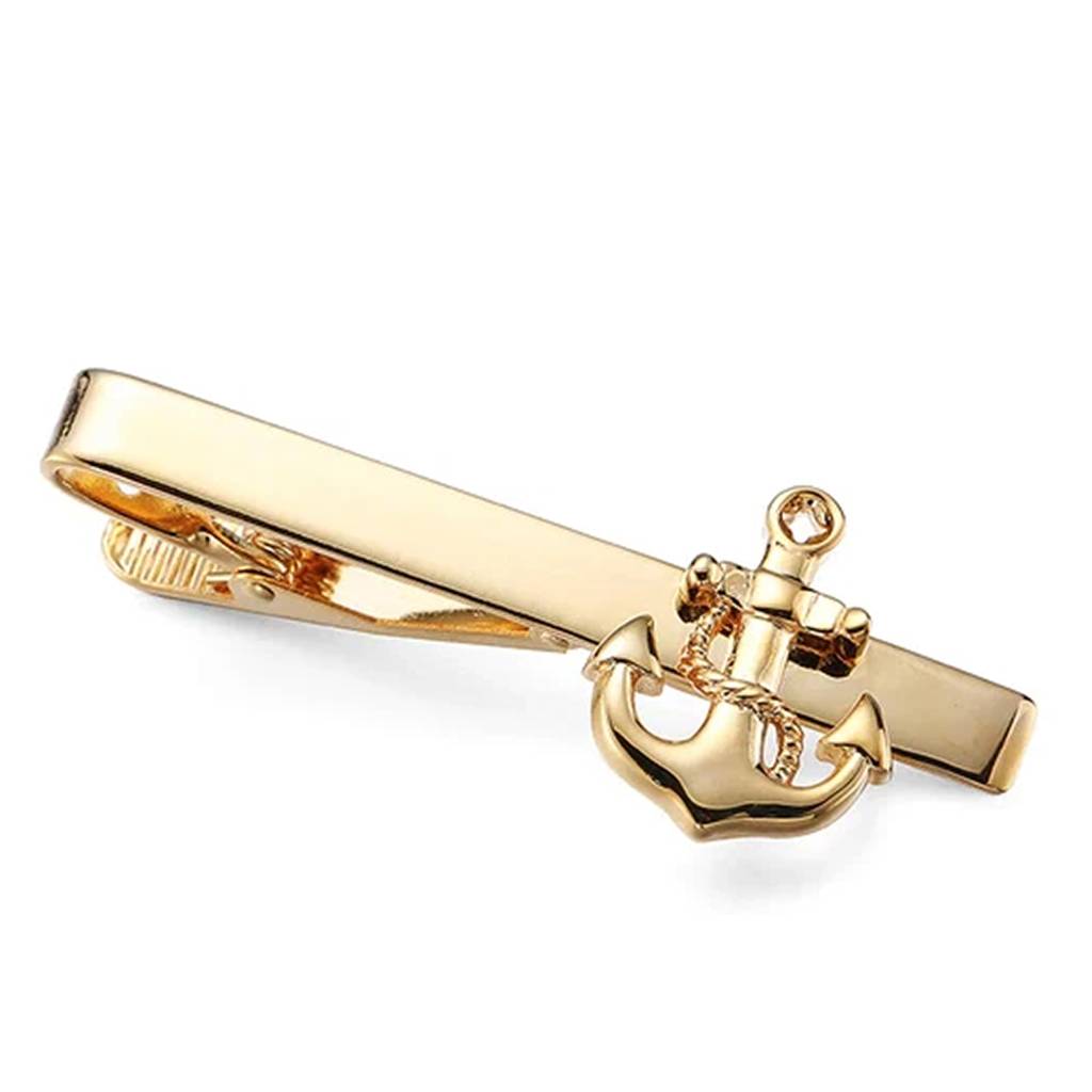 Gold Plated Anchor Style Tie Pin For Men Business Formal Accessories Corporate Gift : PX9T13G