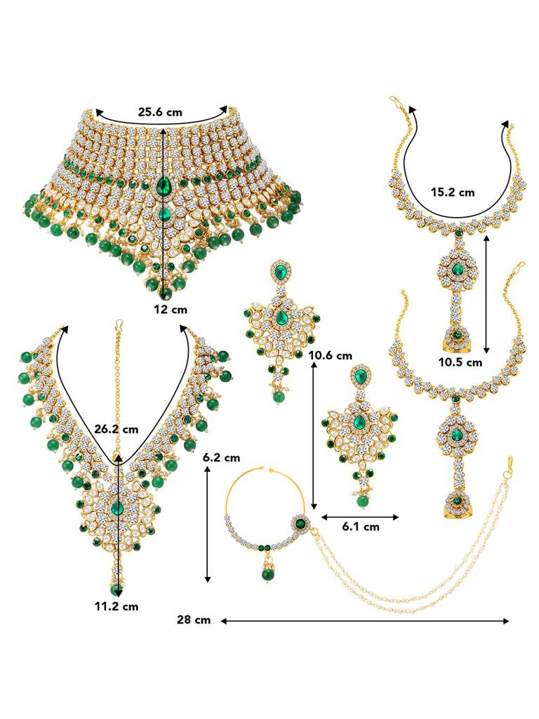 Peora American Diamond Studded Jodha Akbar Bridal Choker Necklace Traditional Jewellery Set Gift For Women Girls : PF37BRBLP021G