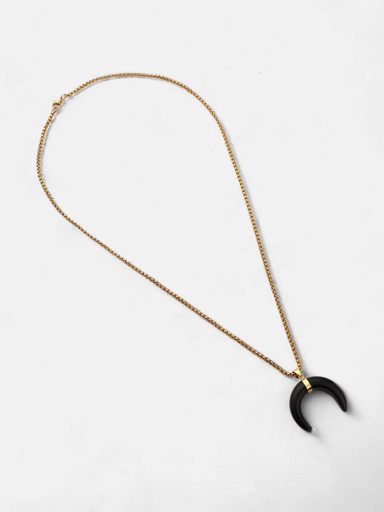 Men'S The Horn Pendant Necklace - Onyx Black : FAPD1106