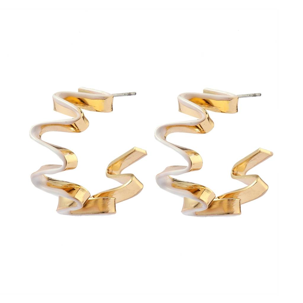Playful White Luxury Gold Earring : ES13419-G-WHT